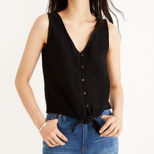 Madewell texture and thread button tie front tank
